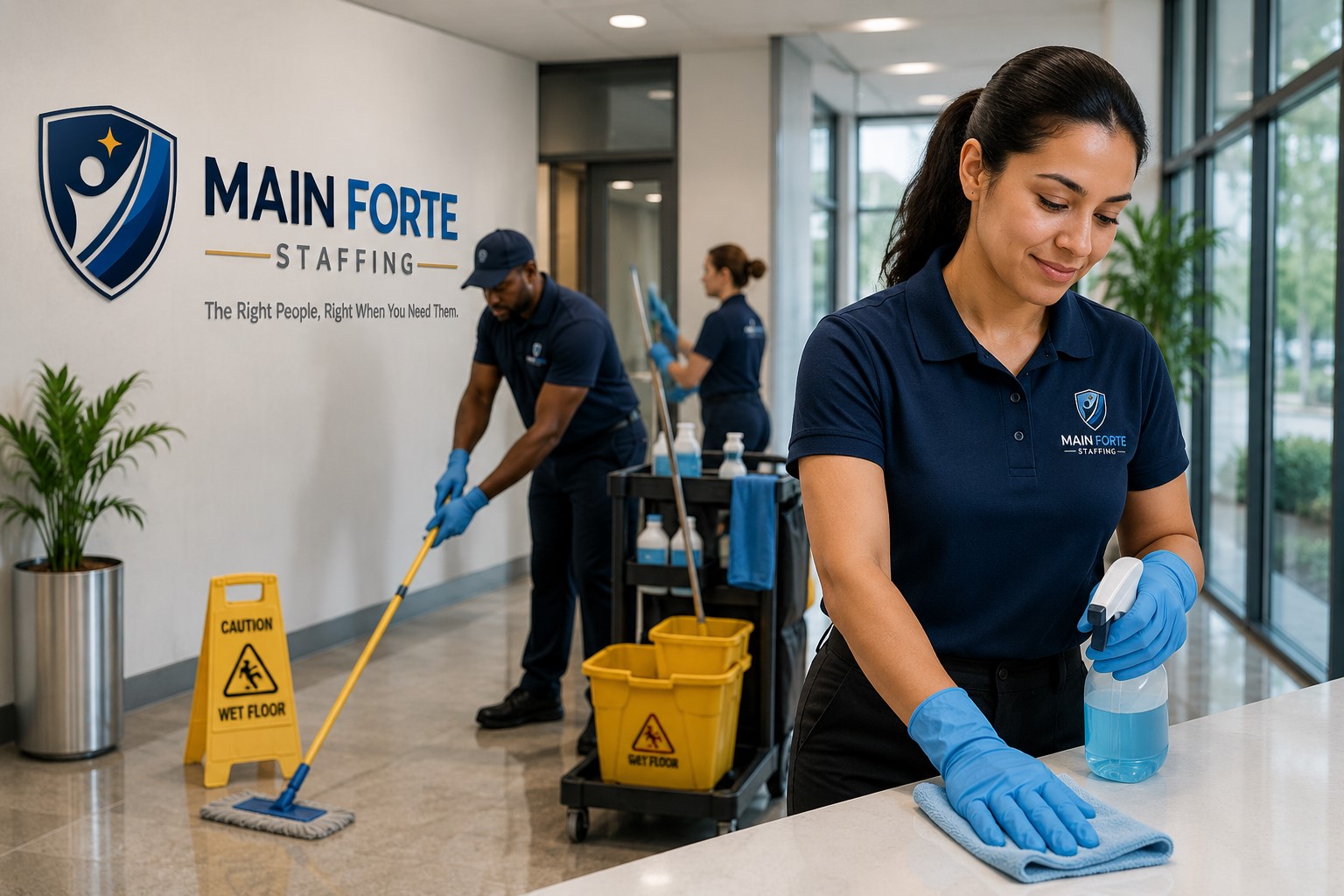 Cleaning staff at work